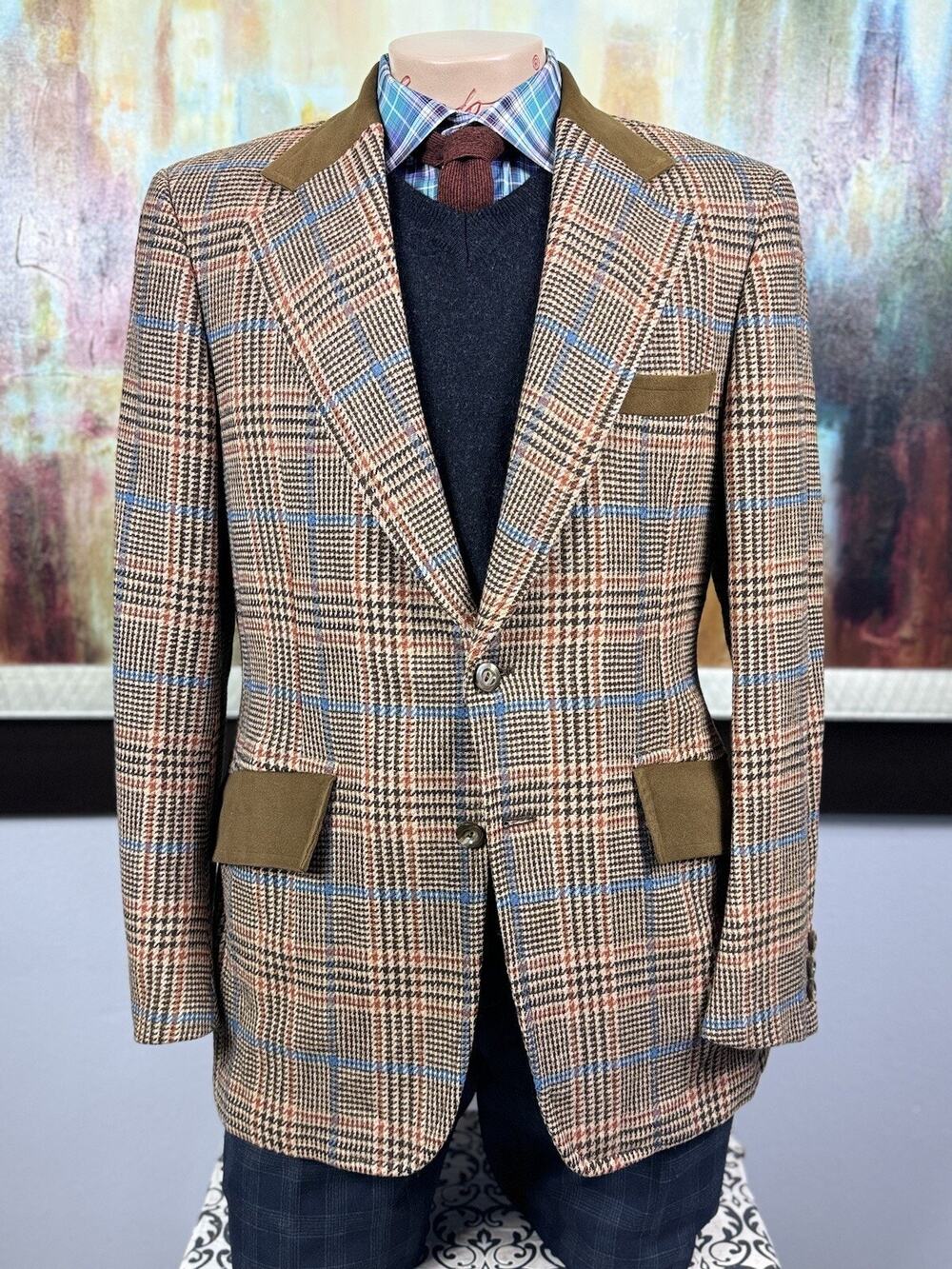 The Bon Marche Pacesetter Vintage Men’s Multicolored Plaid Sport Coat 40R